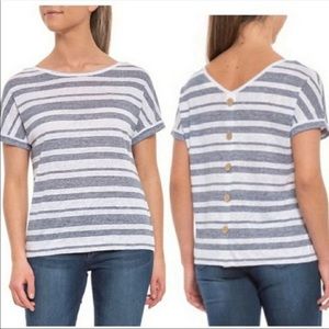 NWT Christian Siriano Linen button back top Med